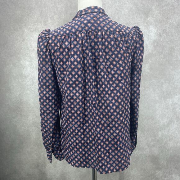 Vtg 80s Evan-Picone Lord Taylor Women Sz 8 Button Up Shirt W/Neck Tie Geometric - Picture 3 of 9